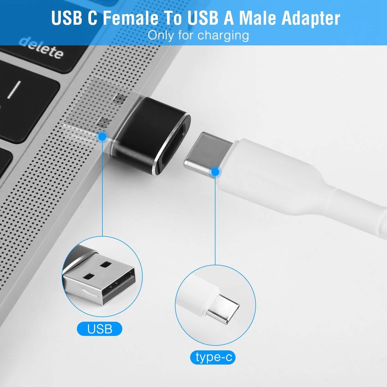 3-Pack: USB C Type-C Female to USB Type A Male Port Converter Mobile Accessories - Tophatter Daily Deals