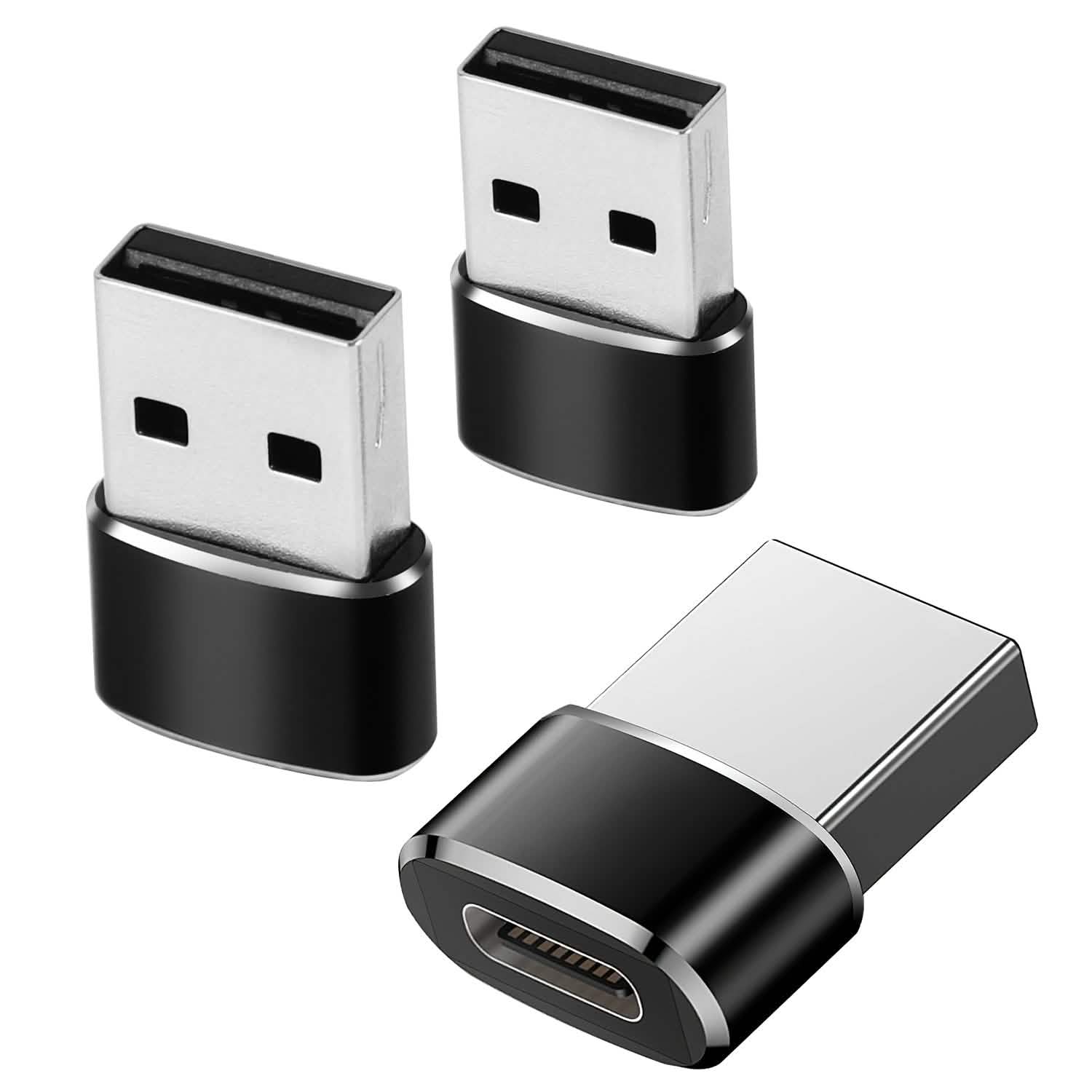 3-Pack: USB C Type-C Female to USB Type A Male Port Converter Mobile Accessories - Tophatter Daily Deals