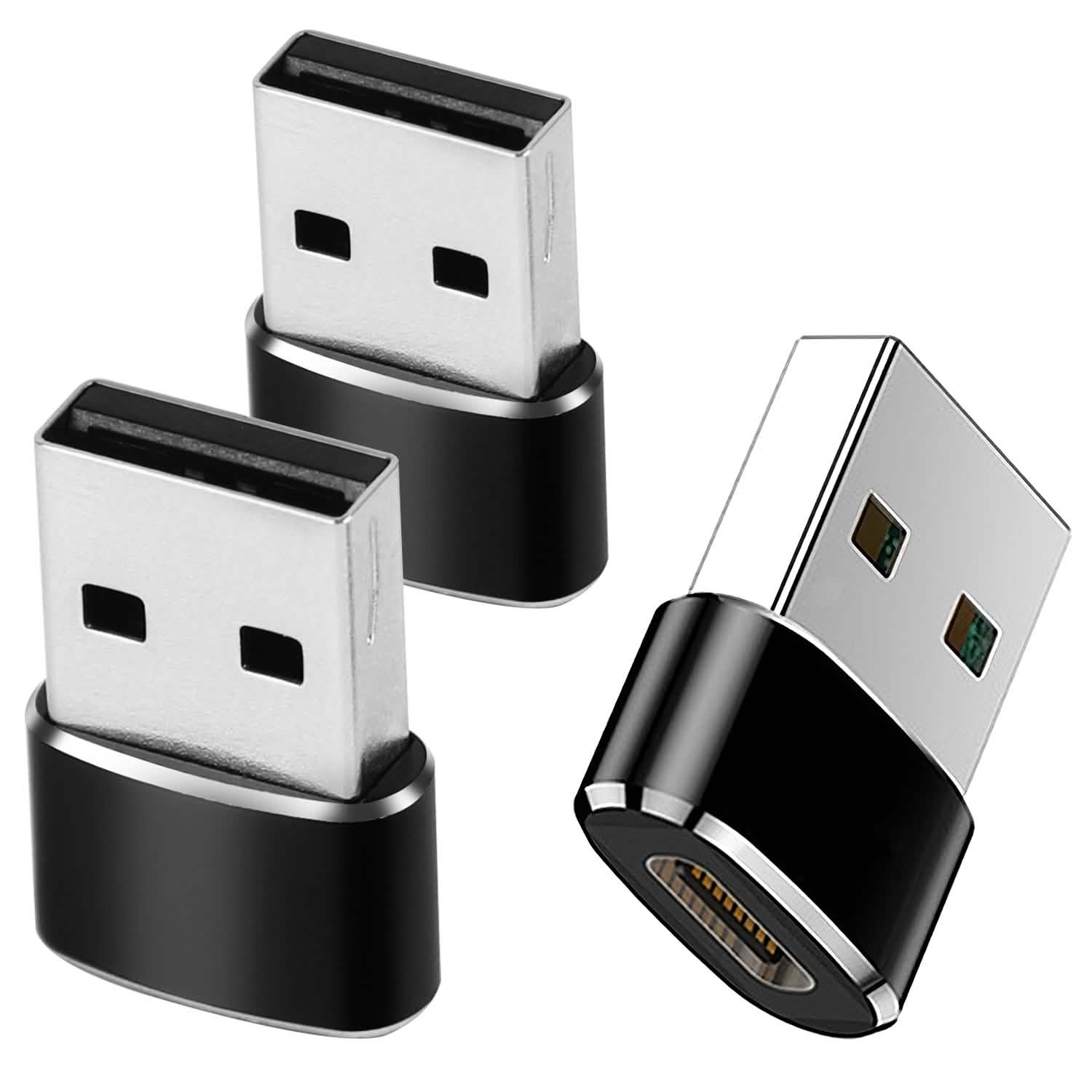 3-Pack: USB C Type-C Female to USB Type A Male Port Converter Mobile Accessories - Tophatter Daily Deals