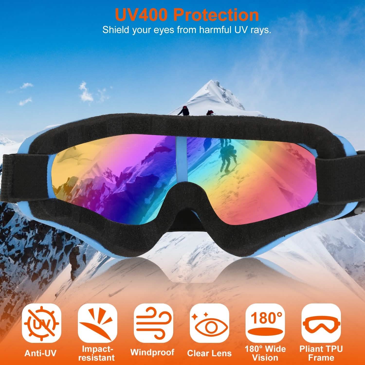 3-Pack: Winter Sports Goggles for Kids and Adults Outdoor Recreation - Tophatter Daily Deals