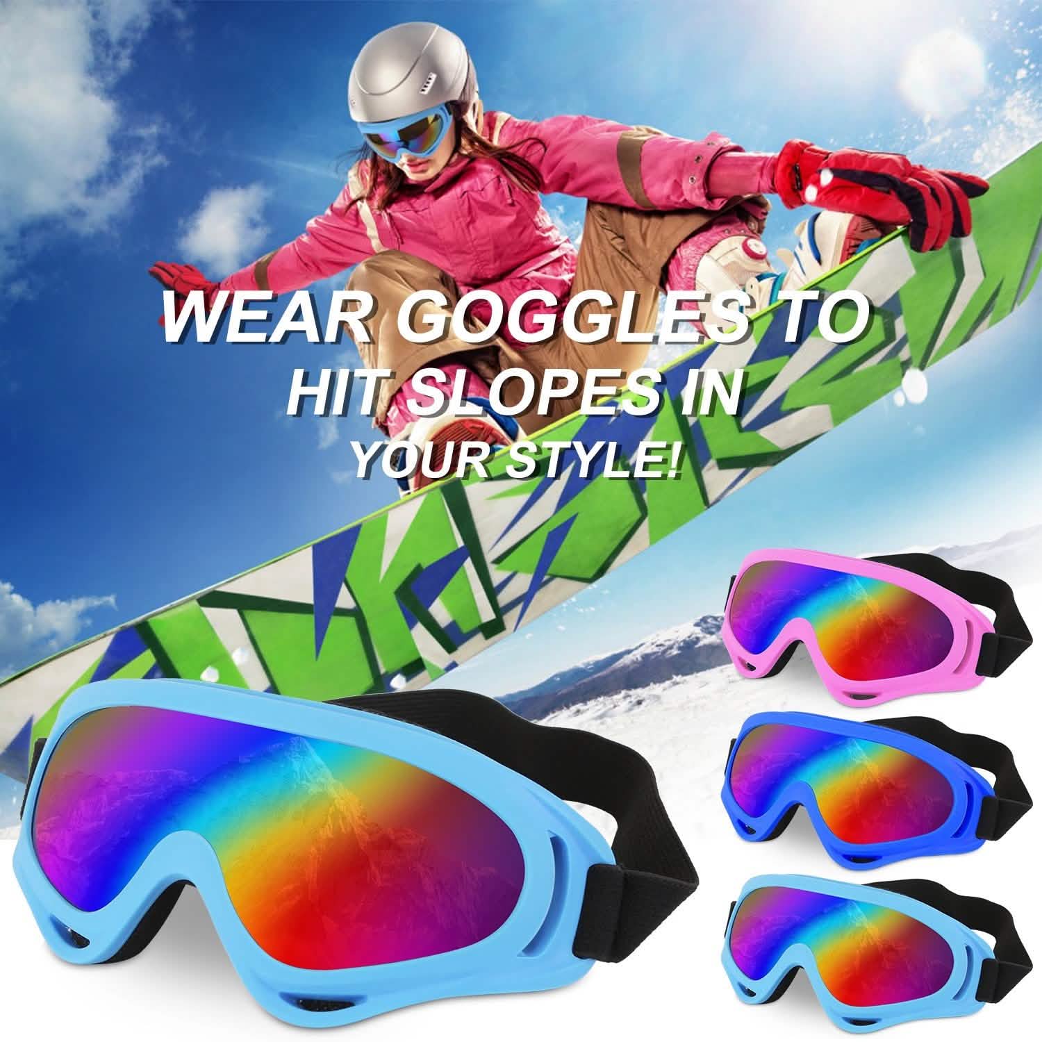 3-Pack: Winter Sports Goggles for Kids and Adults Outdoor Recreation - Tophatter Daily Deals