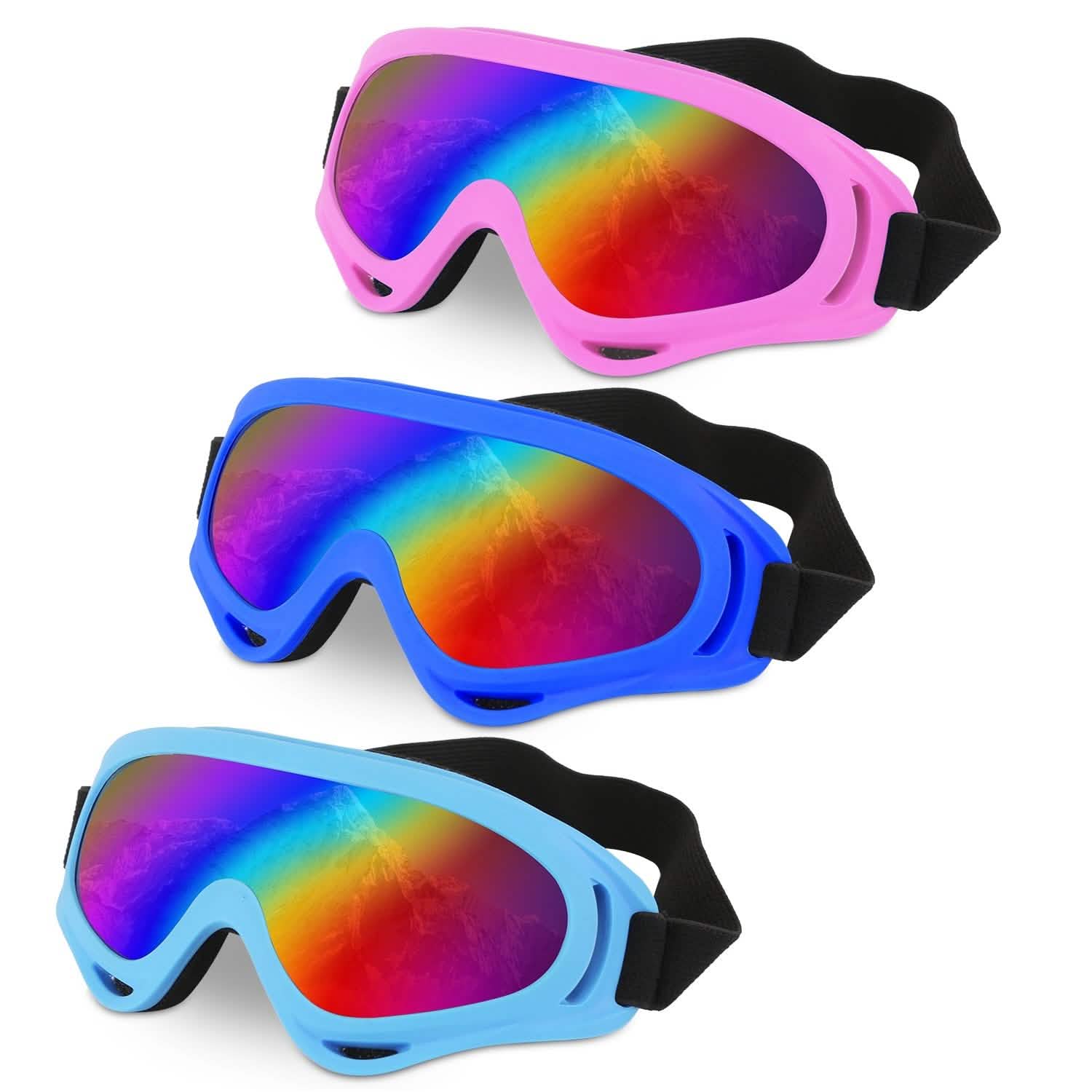 3-Pack: Winter Sports Goggles for Kids and Adults Outdoor Recreation - Tophatter Daily Deals