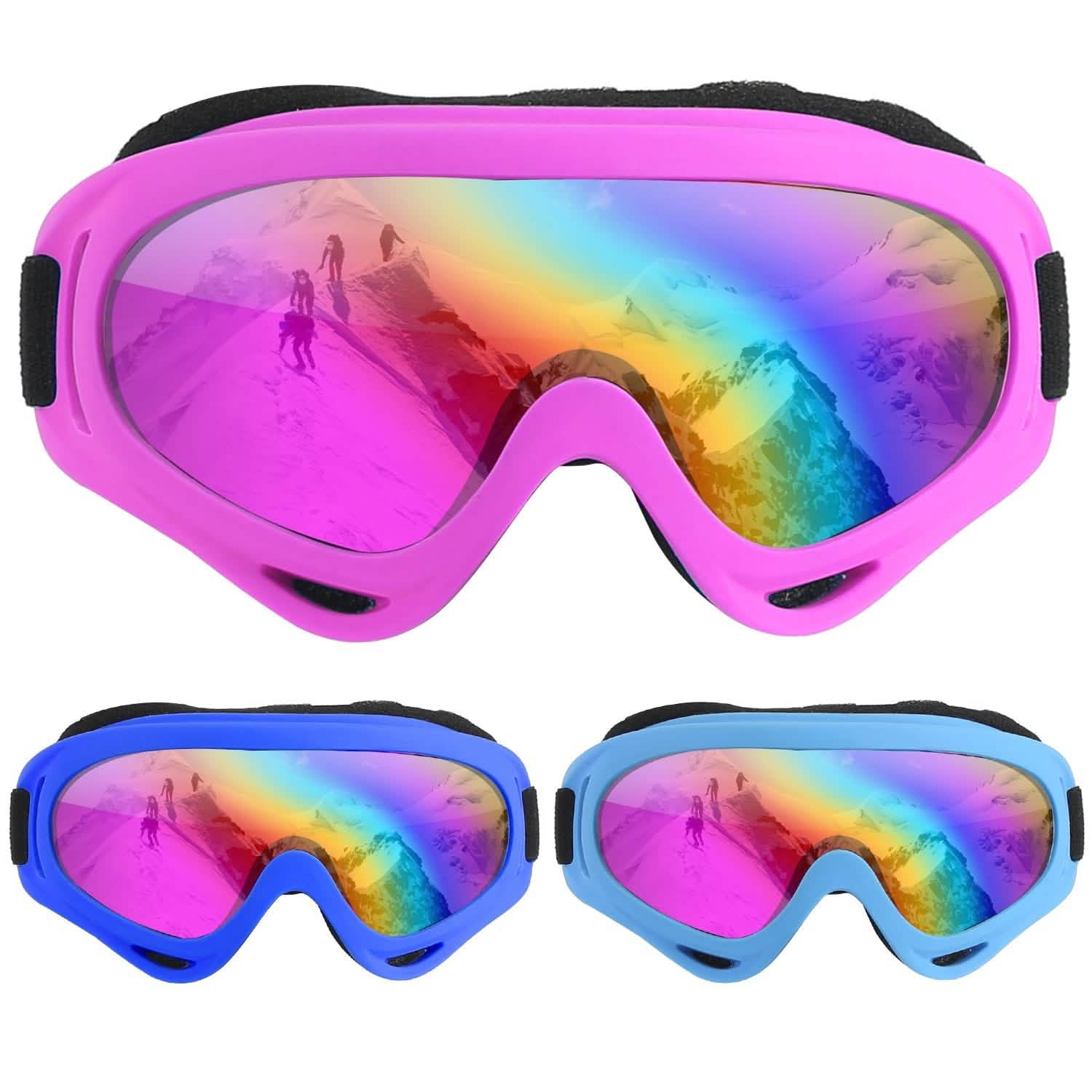 3-Pack: Winter Sports Goggles for Kids and Adults Outdoor Recreation - Tophatter Daily Deals