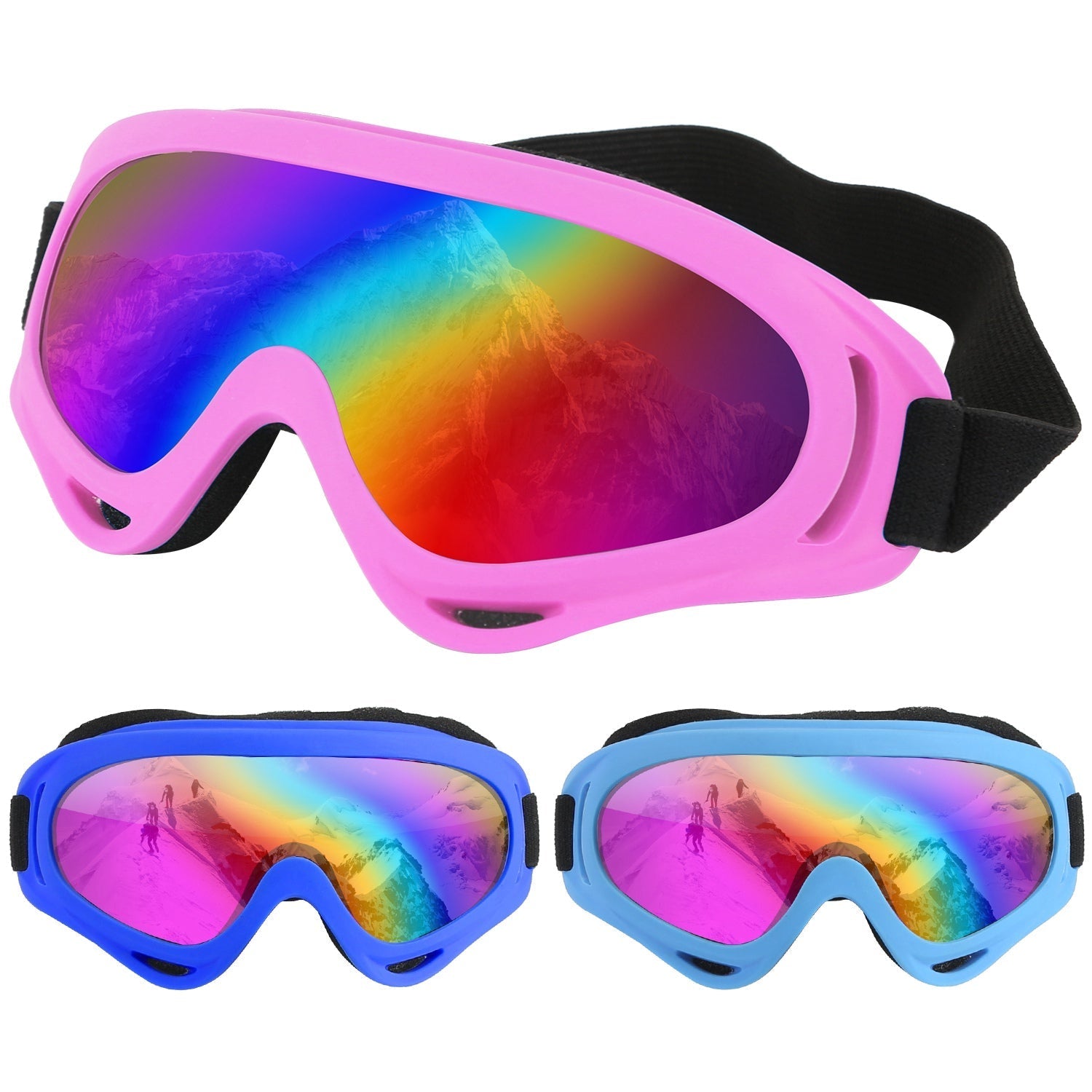 3-Pack: Winter Sports Goggles for Kids and Adults Outdoor Recreation - Tophatter Daily Deals