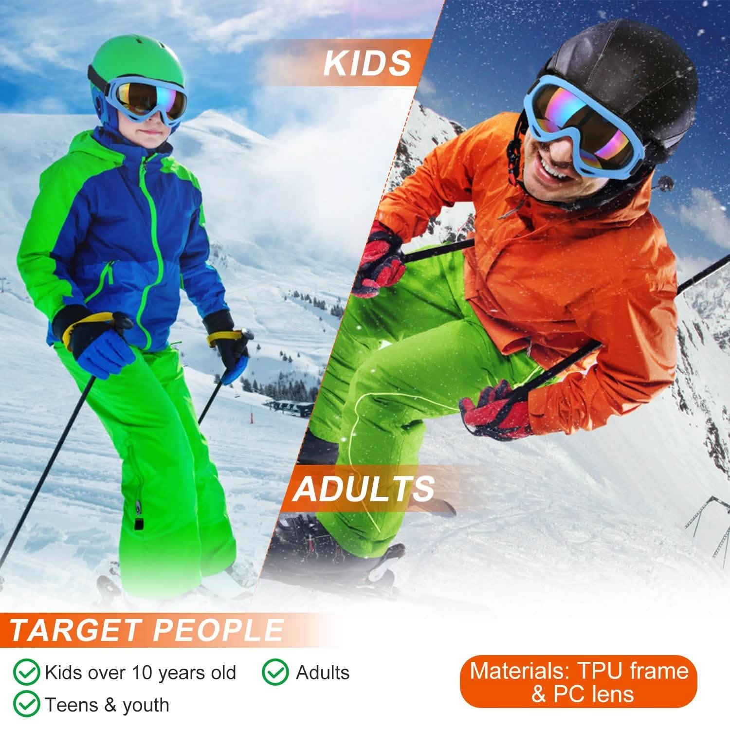 3-Pack: Winter Sports Goggles for Kids and Adults Outdoor Recreation - Tophatter Daily Deals