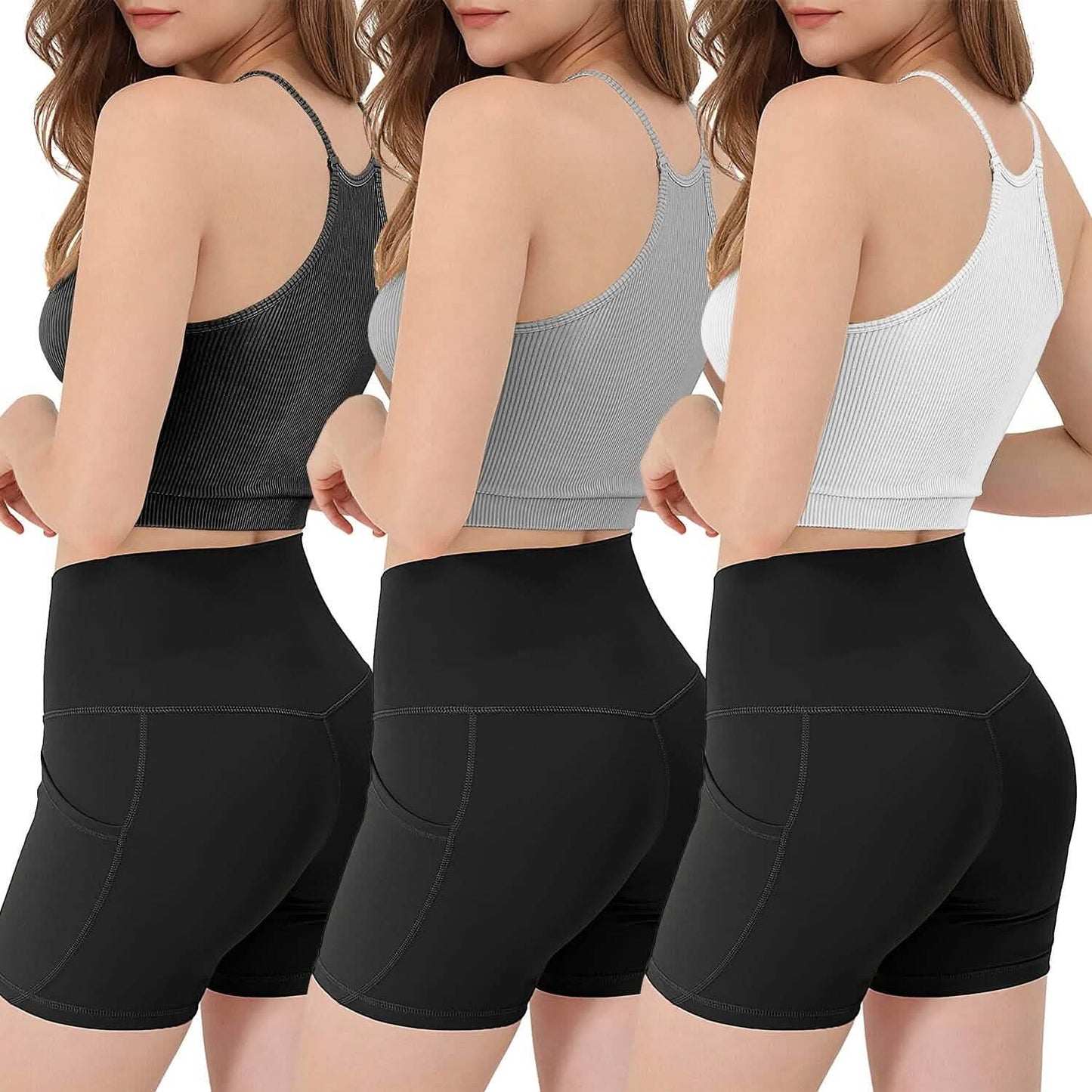 3-Pack: Women Crop Basic Tank Top Ribbed Knit Sleeveless Women's Tops - Tophatter Daily Deals