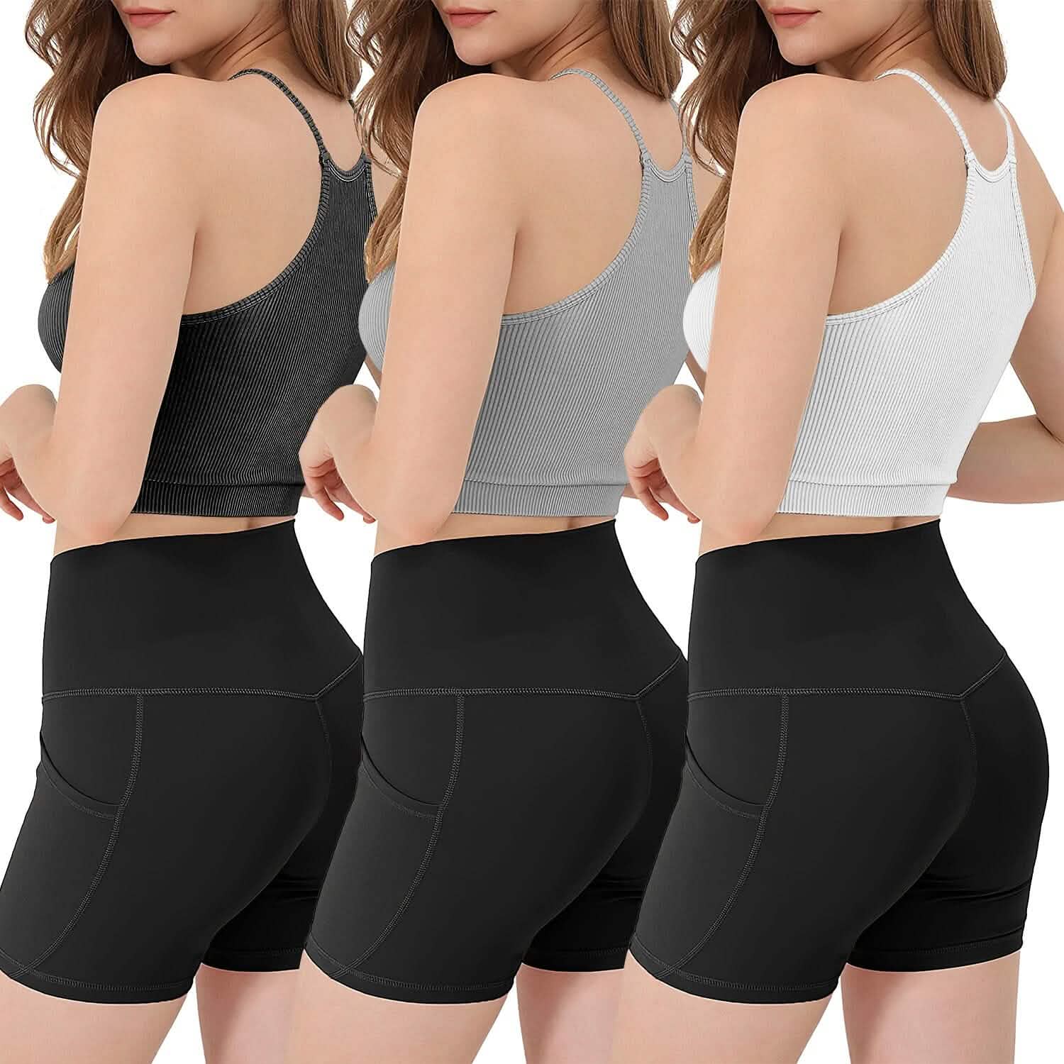 3-Pack: Women Crop Basic Tank Top Ribbed Knit Sleeveless Women's Tops - Tophatter Daily Deals