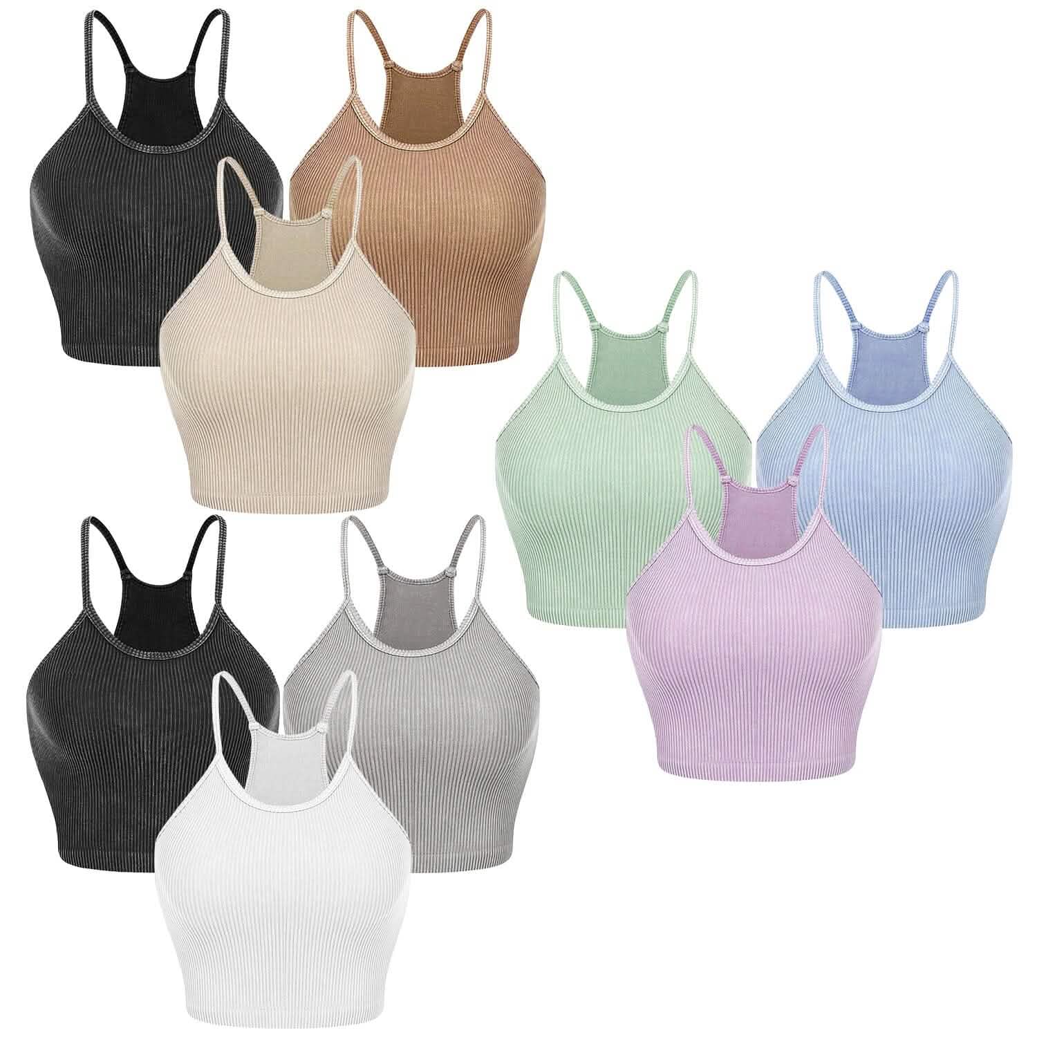 3-Pack: Women Crop Basic Tank Top Ribbed Knit Sleeveless Women's Tops - Tophatter Daily Deals