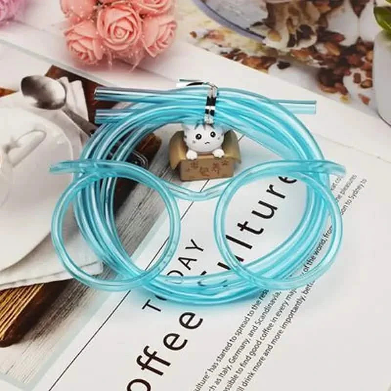 3-Pack: Creative Fun Glasses Straw Crazy Funny Art Straw Blue Wine & Dining - Tophatter Daily Deals
