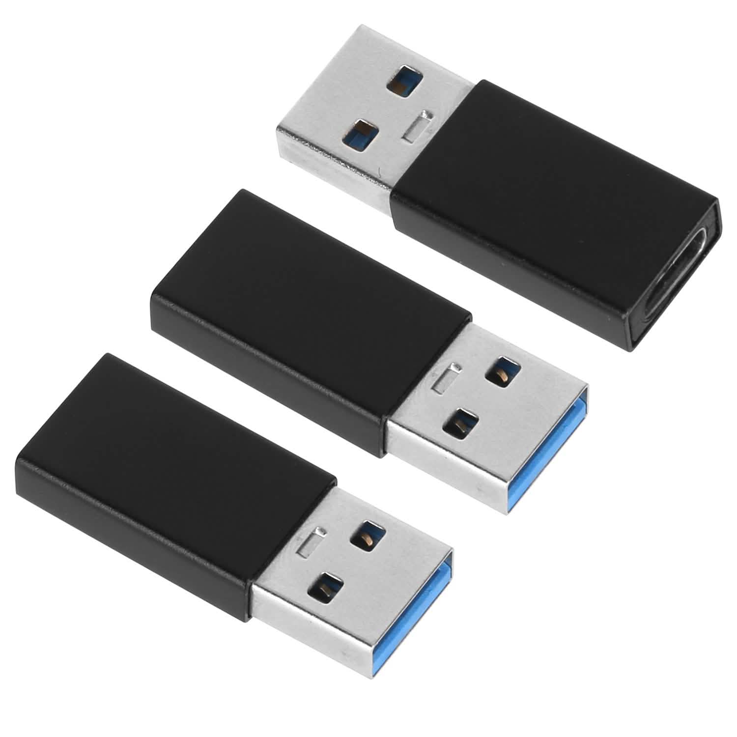 3-Packs: USB Type-C Male to USB A 3.0 OTG Male Port Converter Black Computer Accessories - Tophatter Daily Deals