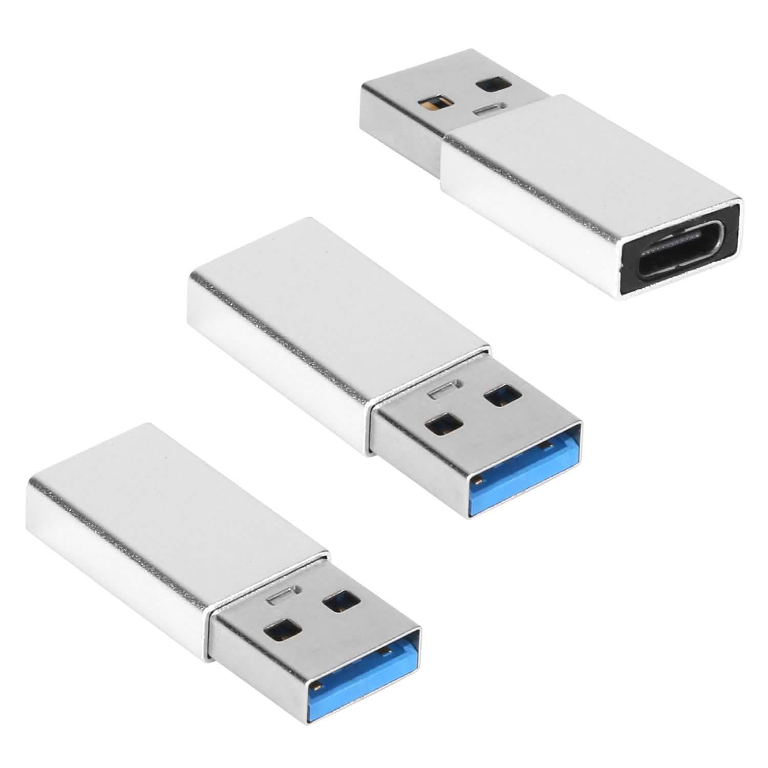 3-Packs: USB Type-C Male to USB A 3.0 OTG Male Port Converter Gray Computer Accessories - Tophatter Daily Deals