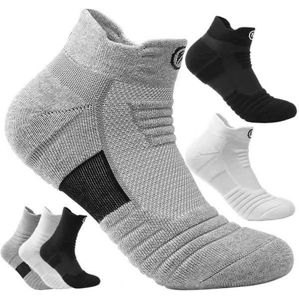 3-Pair: Men's Thick Towel Bottom Breathable Sweat-absorbent Outdoor Sports Running Socks Elite Basketball Sports Socks Men's Socks - Tophatter Daily Deals