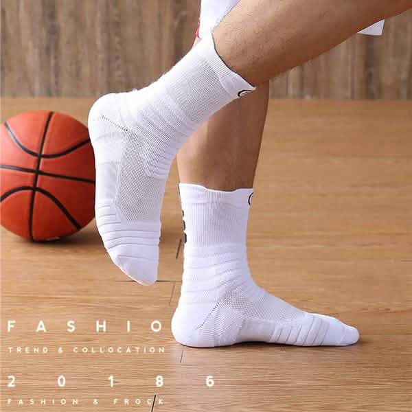 3-Pair: Men's Thick Towel Bottom Breathable Sweat-absorbent Outdoor Sports Running Socks Elite Basketball Sports Socks Men's Socks - Tophatter Daily Deals