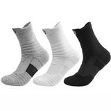 3-Pair: Men's Thick Towel Bottom Breathable Sweat-absorbent Outdoor Sports Running Socks Elite Basketball Sports Socks Men's Socks - Tophatter Daily Deals