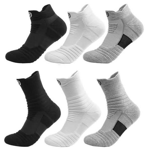 3-Pair: Men's Thick Towel Bottom Breathable Sweat-absorbent Outdoor Sports Running Socks Elite Basketball Sports Socks Men's Socks - Tophatter Daily Deals