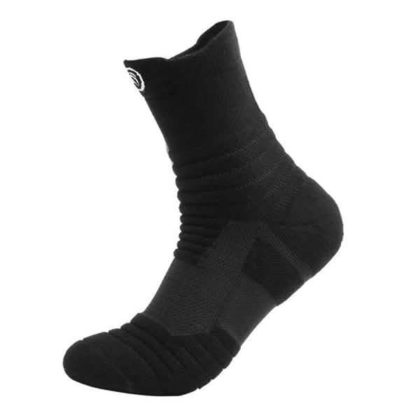 3-Pair: Men's Thick Towel Bottom Breathable Sweat-absorbent Outdoor Sports Running Socks Elite Basketball Sports Socks Long Black Men's Socks - Tophatter Daily Deals
