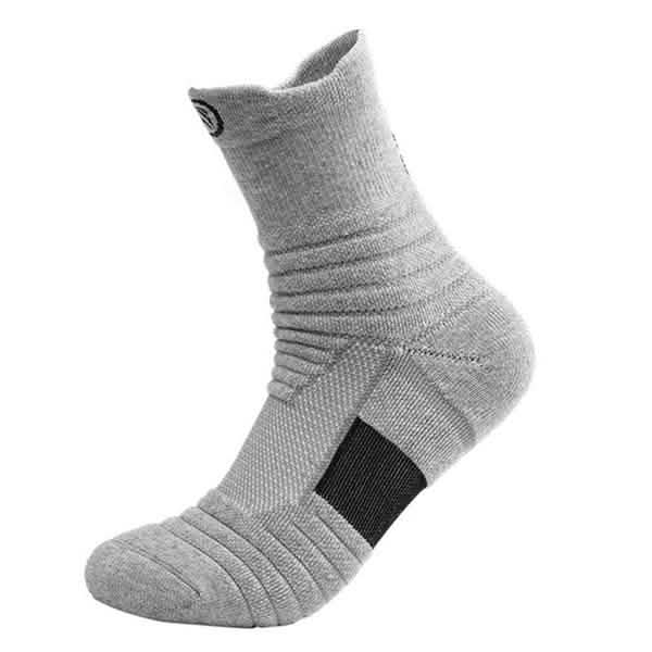 3-Pair: Men's Thick Towel Bottom Breathable Sweat-absorbent Outdoor Sports Running Socks Elite Basketball Sports Socks Long Gray Men's Socks - Tophatter Daily Deals