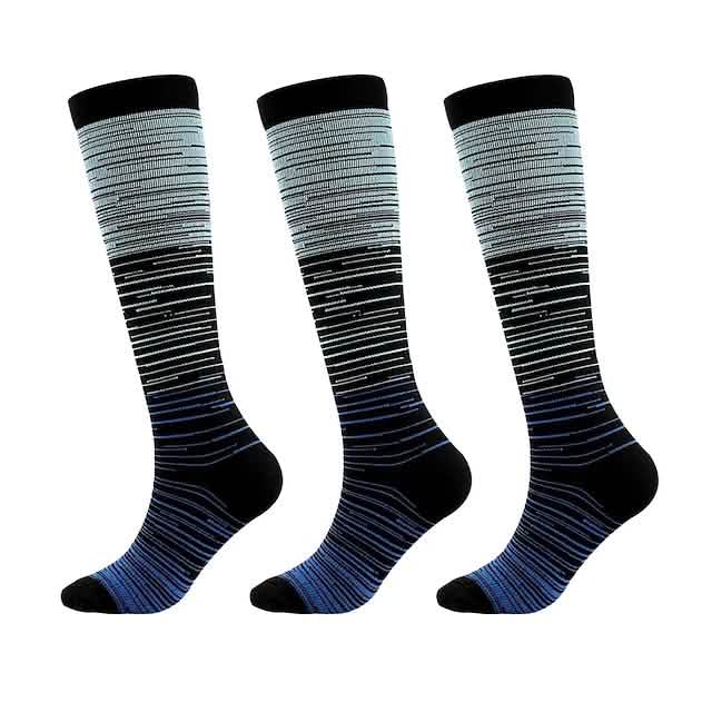 3-Pairs: Gradient Compression Socks Dark Blue Health & Wellness - Tophatter Daily Deals