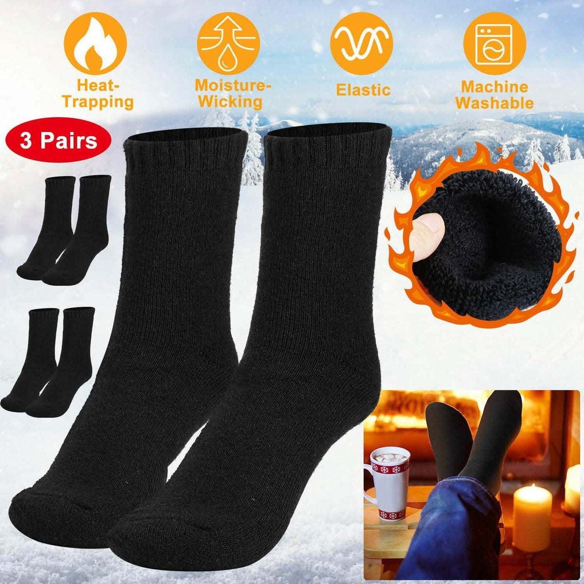 3-Pairs: Men Warm Wool Socks Men's Socks - Tophatter Daily Deals