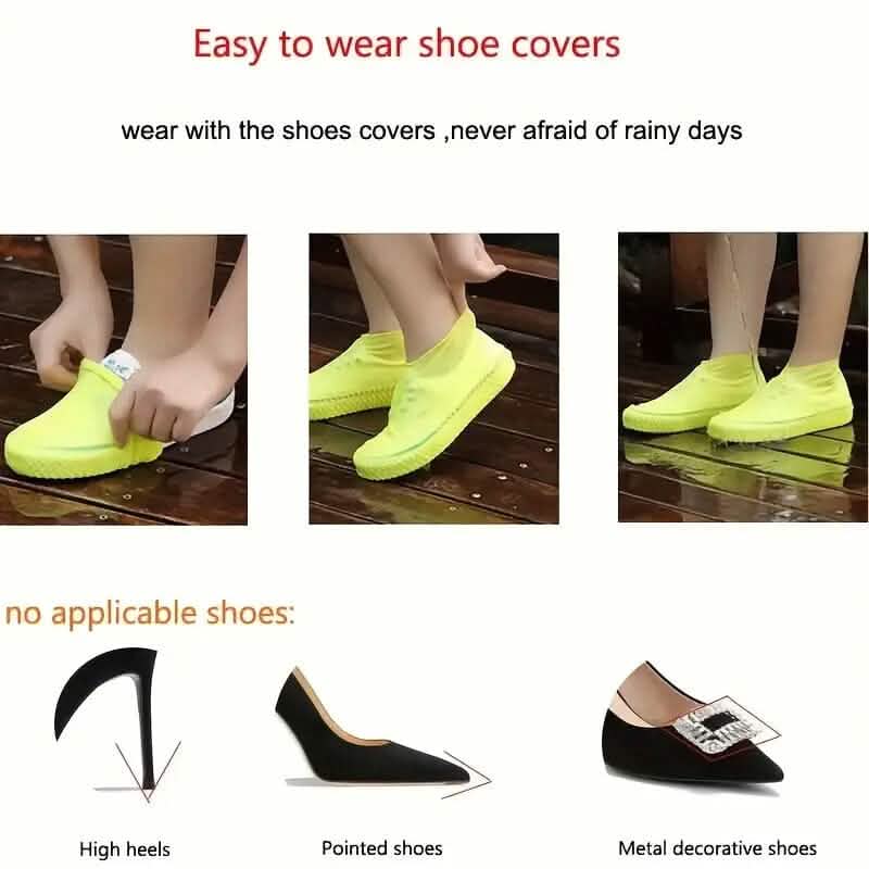 3-Pairs: Outdoor Latex Rain Boots Waterproof Shoe Cover Women's Socks & Hosiery - Tophatter Daily Deals