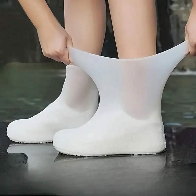 3-Pairs: Outdoor Latex Rain Boots Waterproof Shoe Cover White Women's Socks & Hosiery - Tophatter Daily Deals