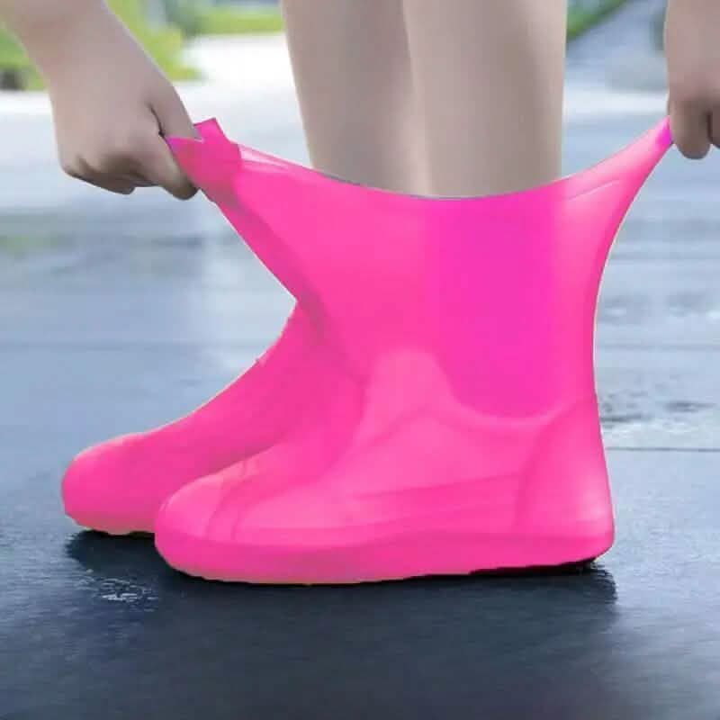 3-Pairs: Outdoor Latex Rain Boots Waterproof Shoe Cover Pink Women's Socks & Hosiery - Tophatter Daily Deals