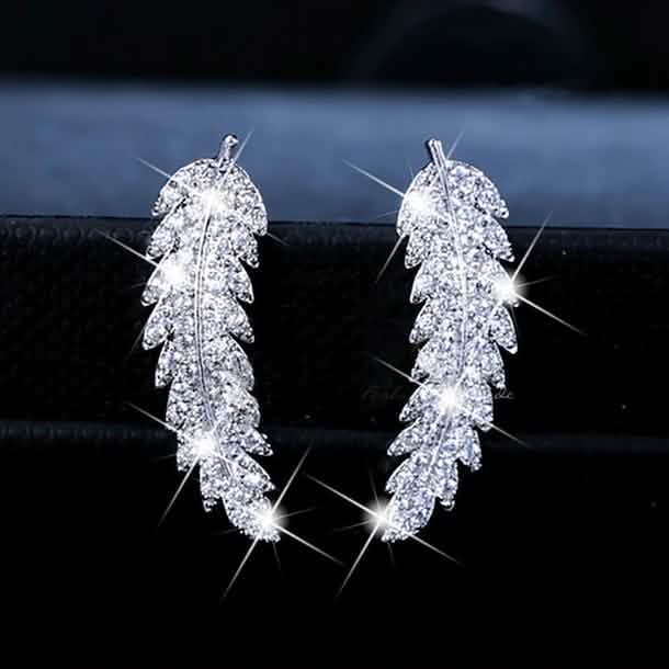 3-Pairs: Zircon Gold and Silver Leaf Stud Earrings Earrings - Tophatter Daily Deals