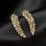 3-Pairs: Zircon Gold and Silver Leaf Stud Earrings Earrings - Tophatter Daily Deals