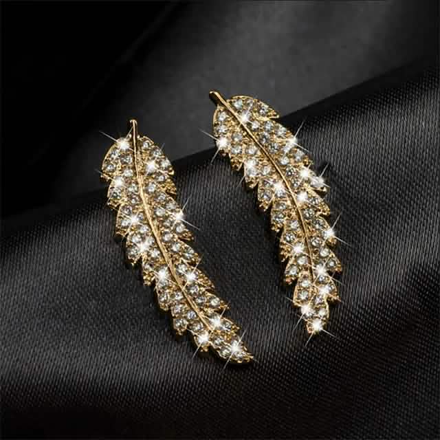 3-Pairs: Zircon Gold and Silver Leaf Stud Earrings Earrings - Tophatter Daily Deals
