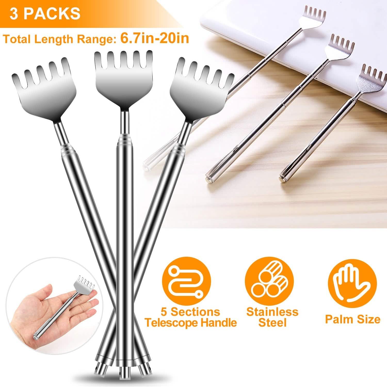 3-Piece: 20" Telescopic Back Scratcher Everything Else - Tophatter Daily Deals