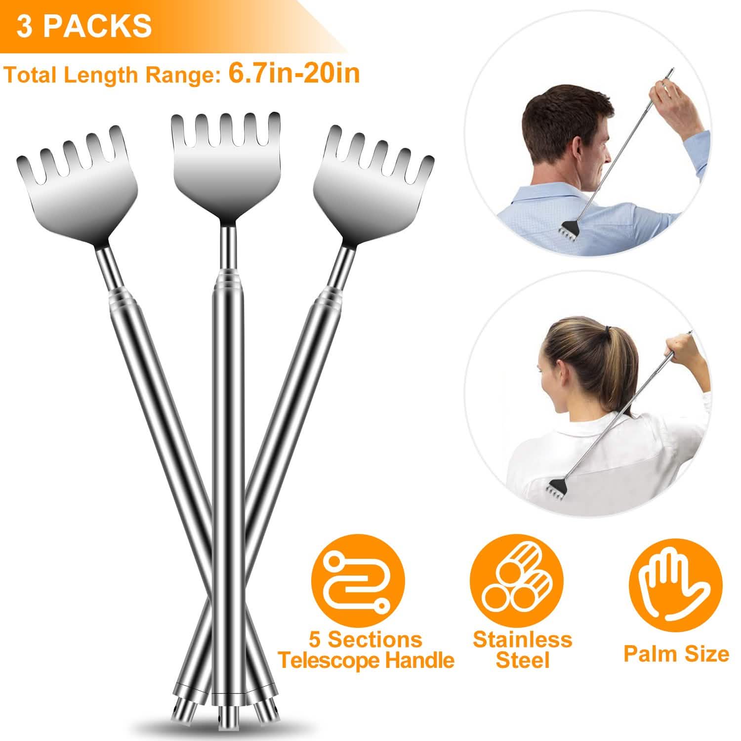 3-Piece: 20" Telescopic Back Scratcher Everything Else - Tophatter Daily Deals