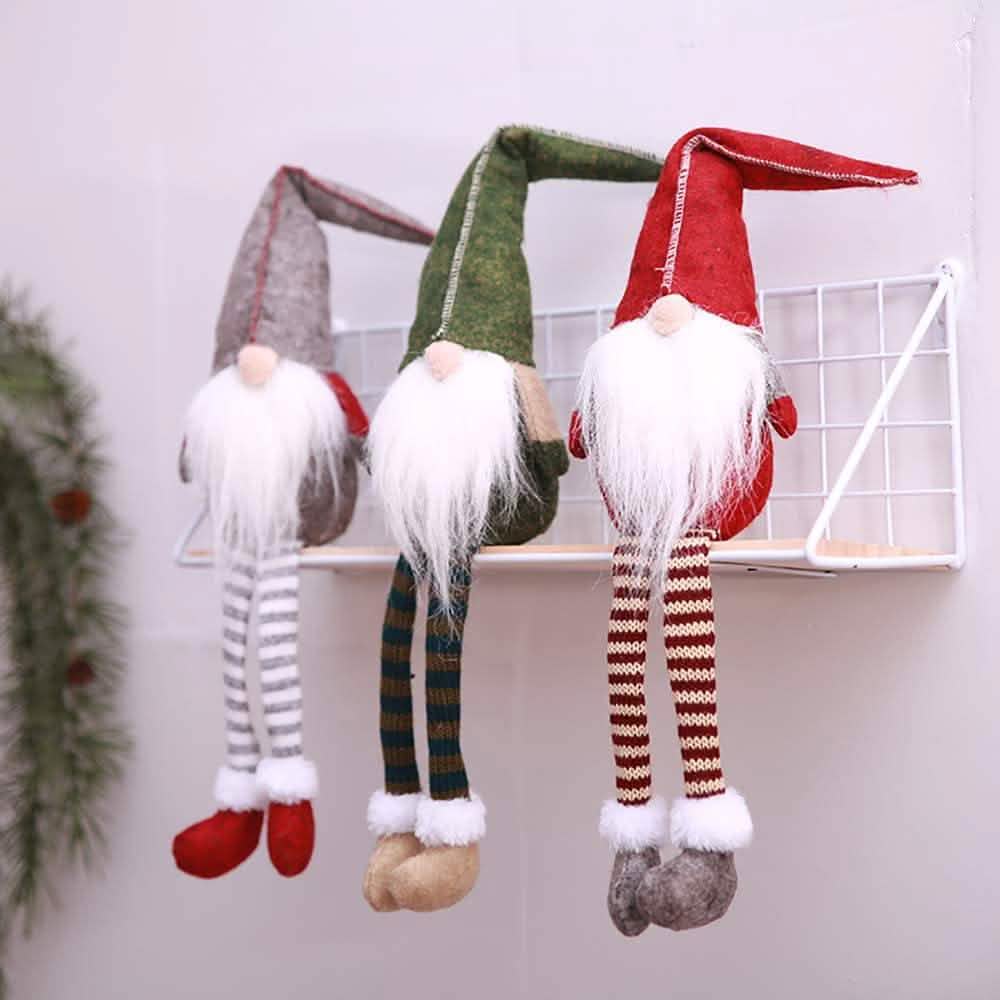 3 Piece: Handmade Sitting Long-Legged Christmas Elf Bottle Decoration Set Christmas Decorations - Tophatter Daily Deals