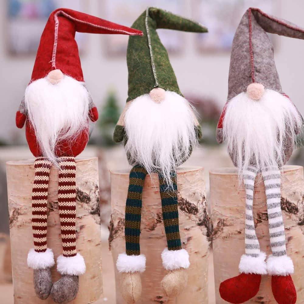 3 Piece: Handmade Sitting Long-Legged Christmas Elf Bottle Decoration Set Christmas Decorations - Tophatter Daily Deals