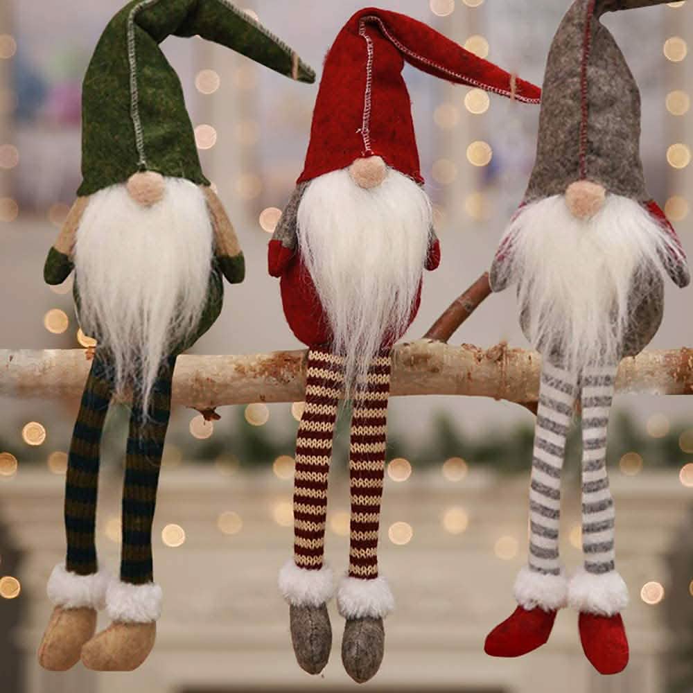 3 Piece: Handmade Sitting Long-Legged Christmas Elf Bottle Decoration Set Christmas Decorations - Tophatter Daily Deals