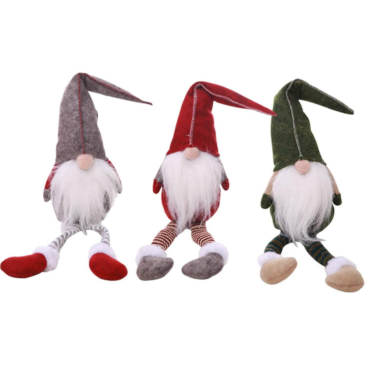 3 Piece: Handmade Sitting Long-Legged Christmas Elf Bottle Decoration Set Christmas Decorations - Tophatter Daily Deals