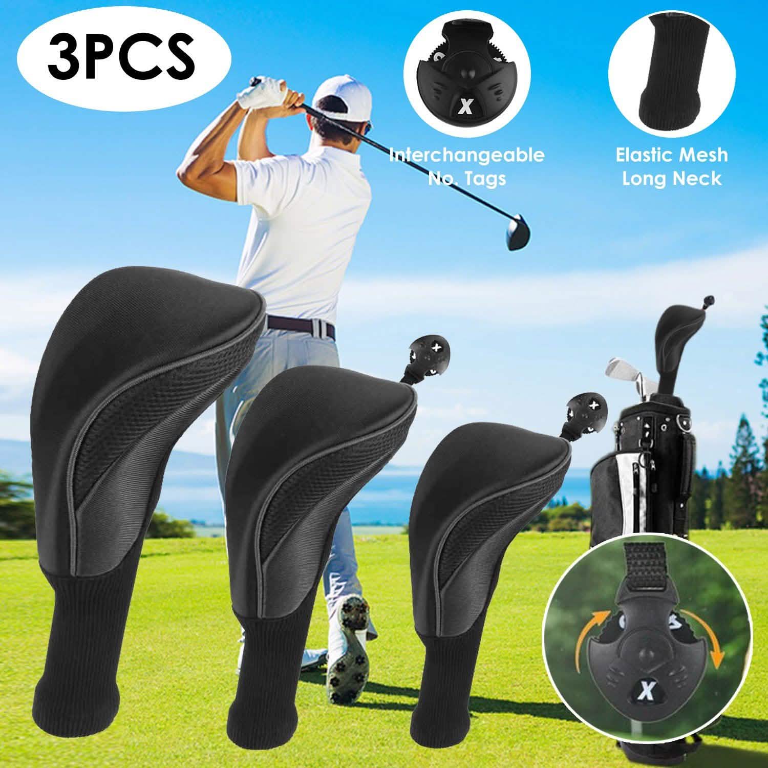 3-Piece: Long Neck Mesh Golf Club Head Cover Outdoor Recreation - Tophatter Daily Deals