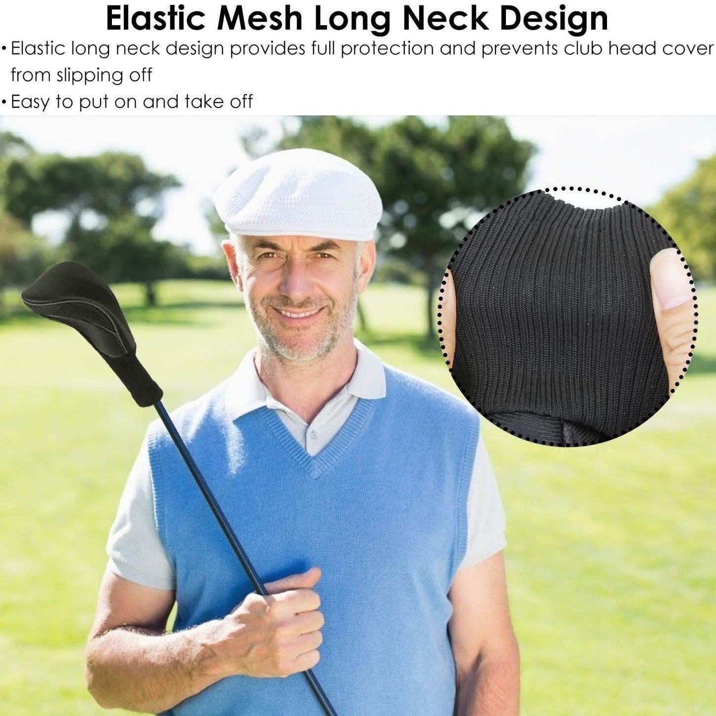 3-Piece: Long Neck Mesh Golf Club Head Cover Outdoor Recreation - Tophatter Daily Deals