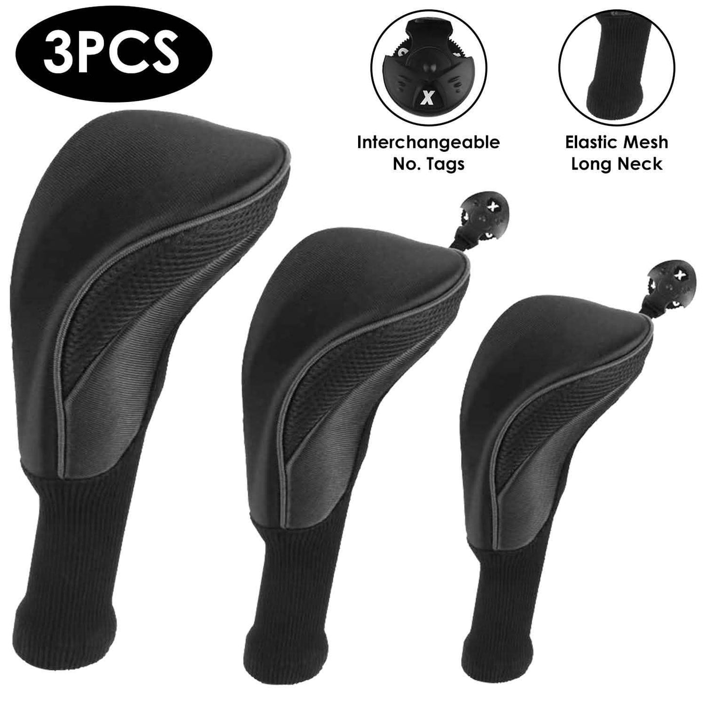 3-Piece: Long Neck Mesh Golf Club Head Cover Outdoor Recreation - Tophatter Daily Deals