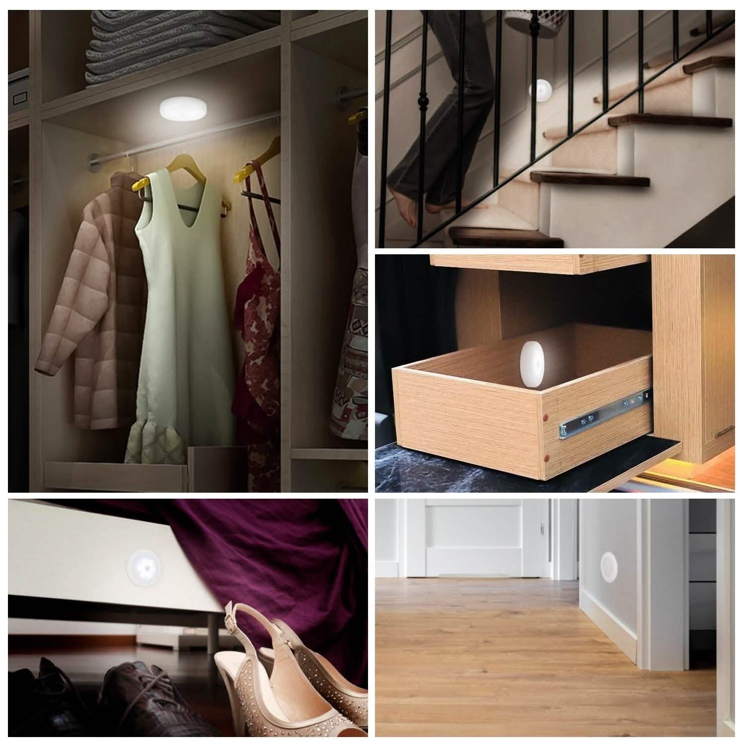 3-Piece: Motion Sensor Stick-on Cordless Night LED Lamp Indoor Lighting - Tophatter Daily Deals