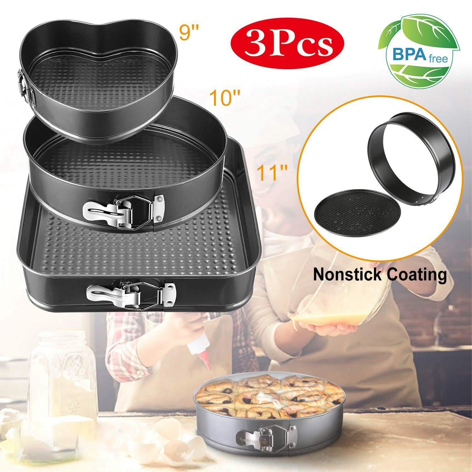 3-Piece: Non-stick Springform Cake Pan Set with Removable Bottom Kitchen Tools & Gadgets - Tophatter Daily Deals