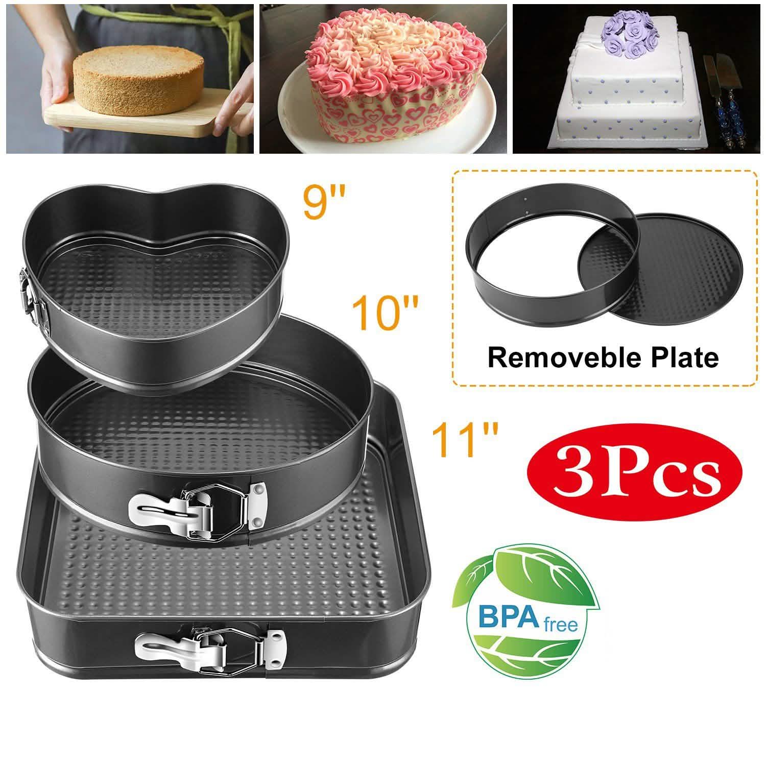 3-Piece: Non-stick Springform Cake Pan Set with Removable Bottom Kitchen Tools & Gadgets - Tophatter Daily Deals