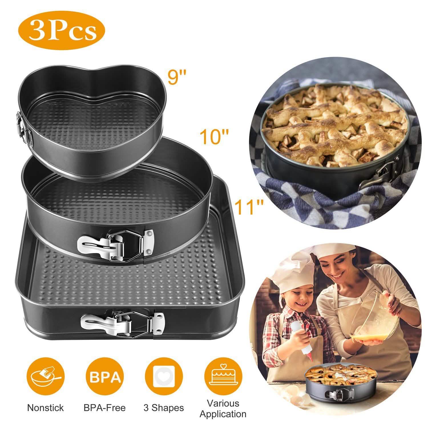 3-Piece: Non-stick Springform Cake Pan Set with Removable Bottom Kitchen Tools & Gadgets - Tophatter Daily Deals