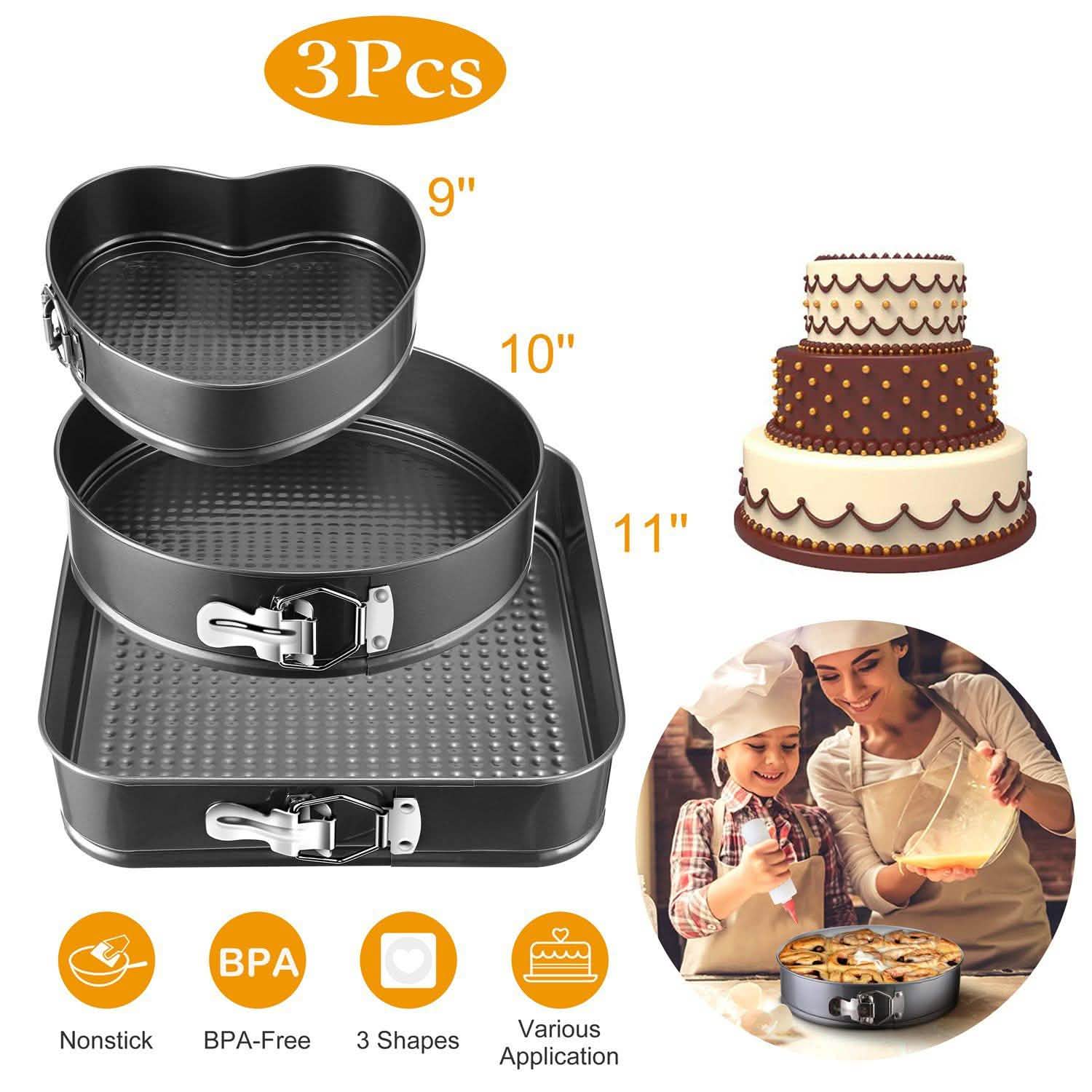 3-Piece: Non-stick Springform Cake Pan Set with Removable Bottom Kitchen Tools & Gadgets - Tophatter Daily Deals