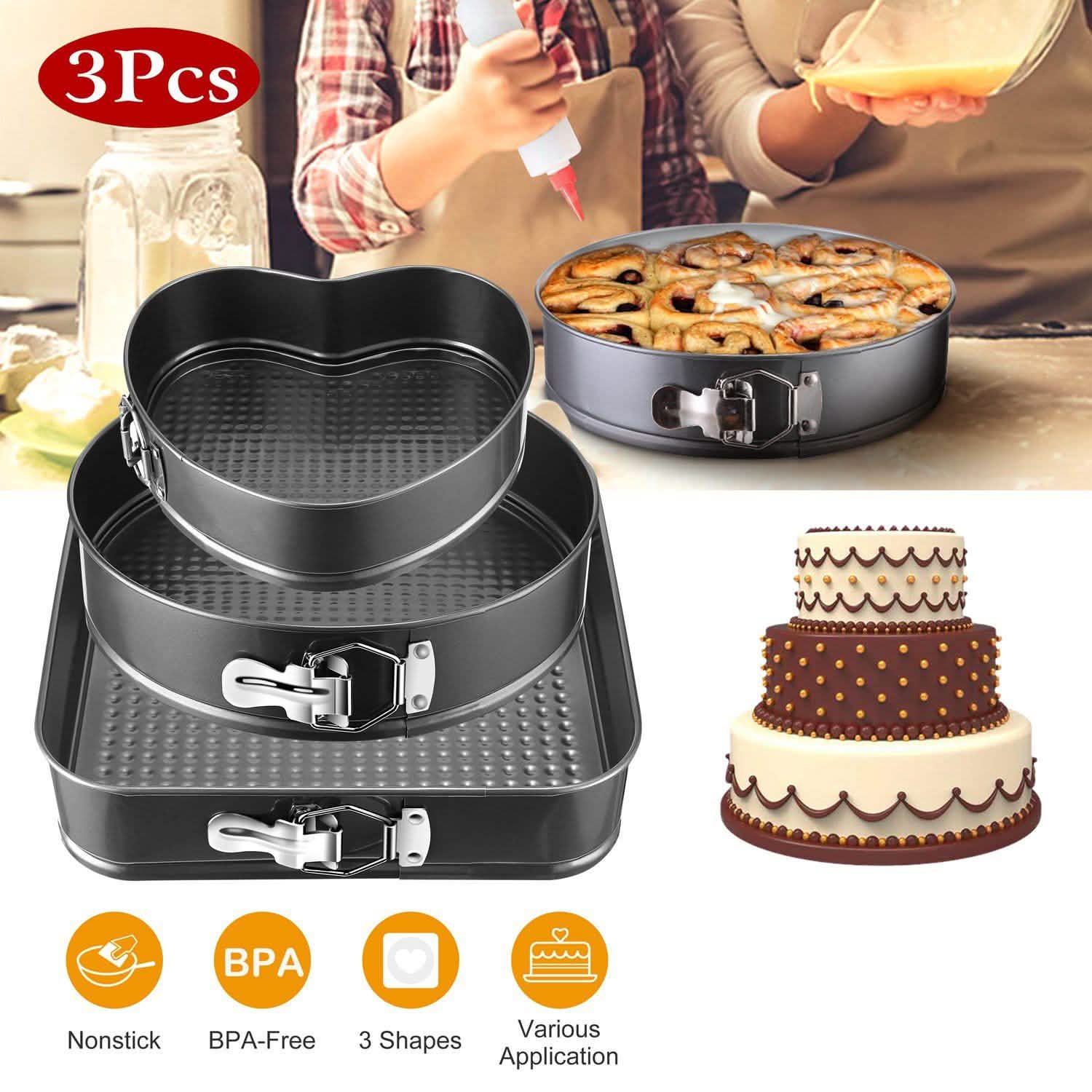3-Piece: Non-stick Springform Cake Pan Set with Removable Bottom Kitchen Tools & Gadgets - Tophatter Daily Deals