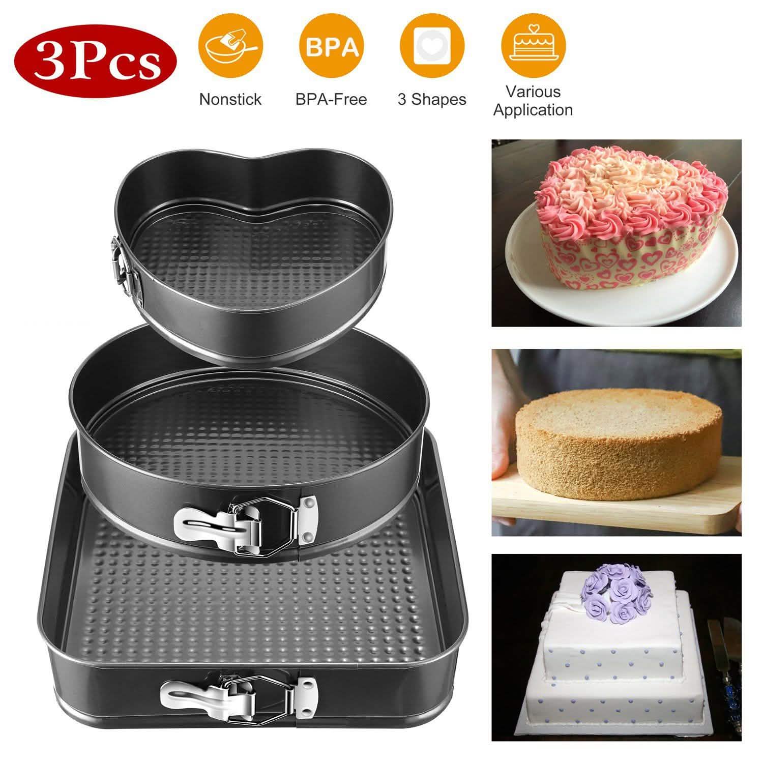 3-Piece: Non-stick Springform Cake Pan Set with Removable Bottom Kitchen Tools & Gadgets - Tophatter Daily Deals