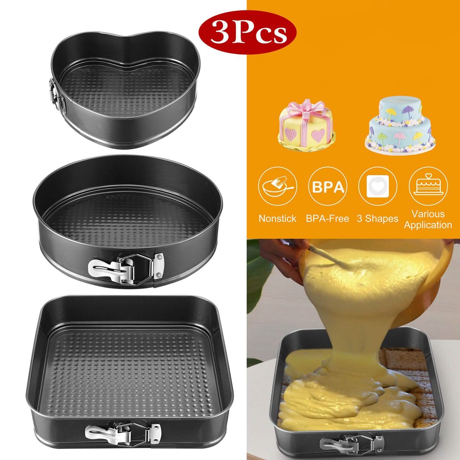 3-Piece: Non-stick Springform Cake Pan Set with Removable Bottom Kitchen Tools & Gadgets - Tophatter Daily Deals