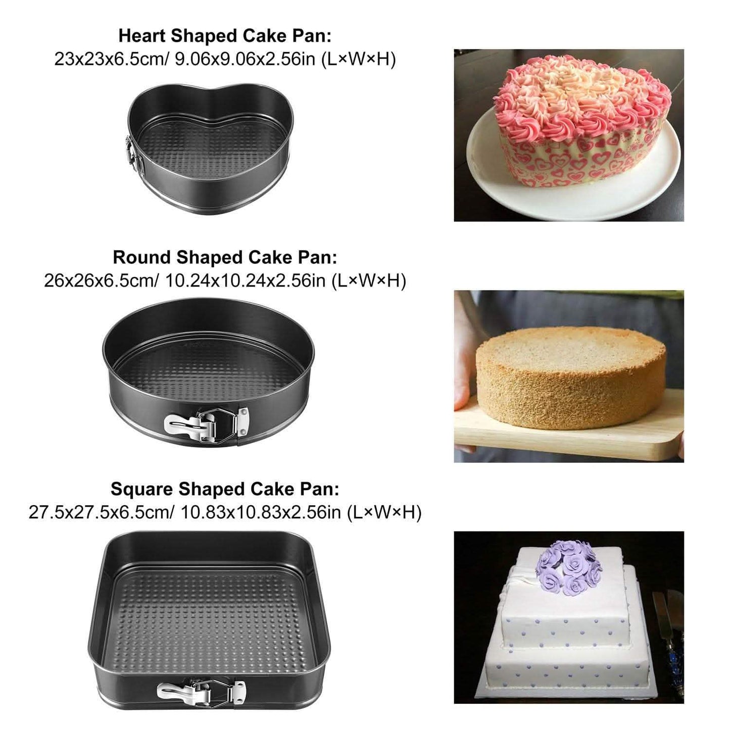 3-Piece: Non-stick Springform Cake Pan Set with Removable Bottom Kitchen Tools & Gadgets - Tophatter Daily Deals