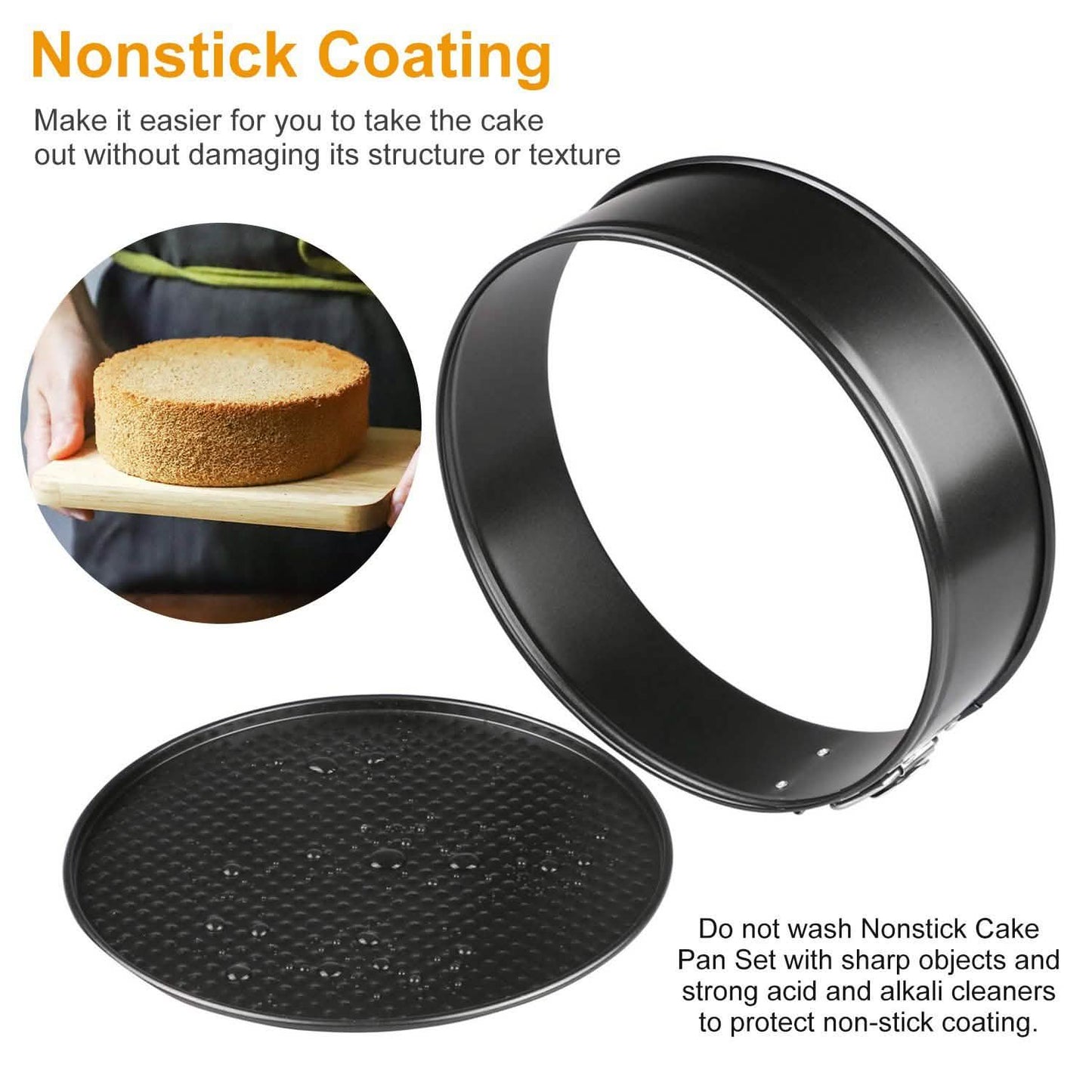 3-Piece: Non-stick Springform Cake Pan Set with Removable Bottom Kitchen Tools & Gadgets - Tophatter Daily Deals