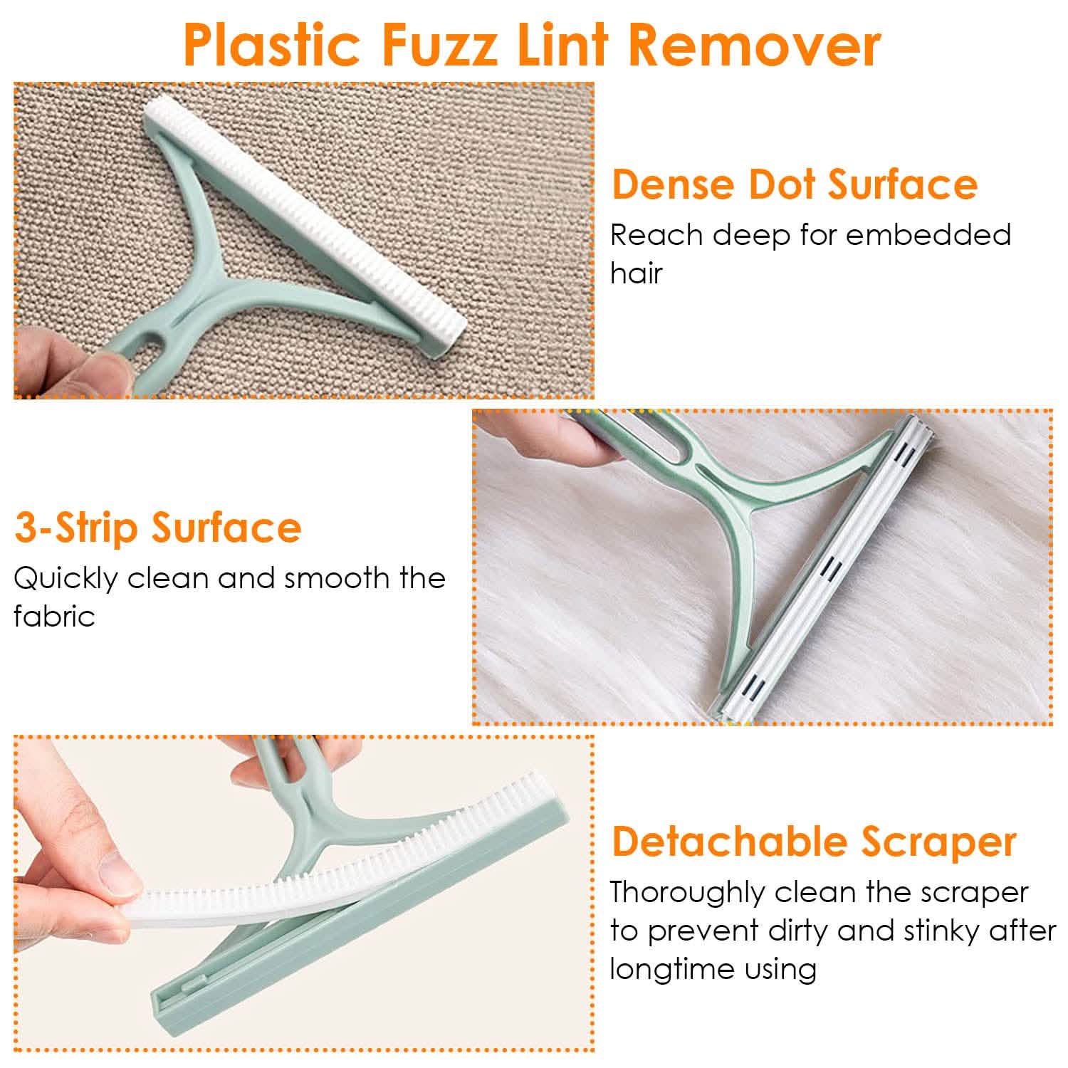 3-Piece: Portable Reusable Double Side Lint Remover Household Appliances - Tophatter Daily Deals
