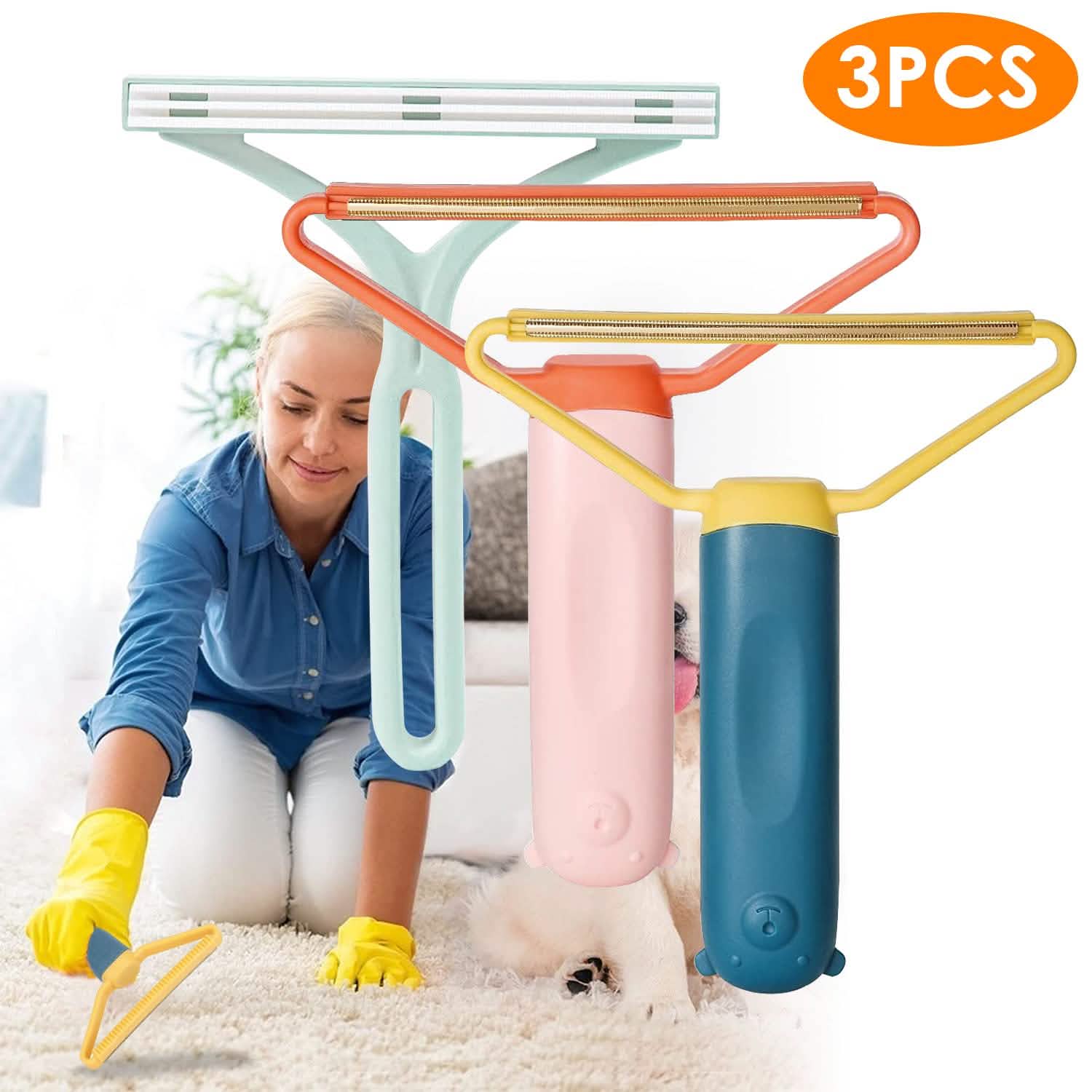 3-Piece: Portable Reusable Double Side Lint Remover Household Appliances - Tophatter Daily Deals